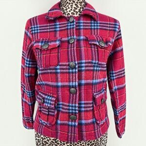 Wrangler Womens Red Plaid Jacket Shirt Shacket S Western Boho Cowgirl Southwest